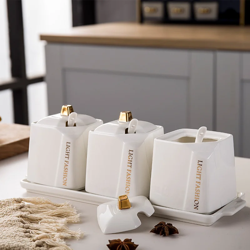 Nordic Simple Ceramic Square Seasoning Jar Set Combination Spoon Cover One Sugar and Salt Seasoning Jar
Nordic Simple Ceramic Square Seasoning Jar Set Combination Spoon Cover One Sugar and Salt Seasoning Jar