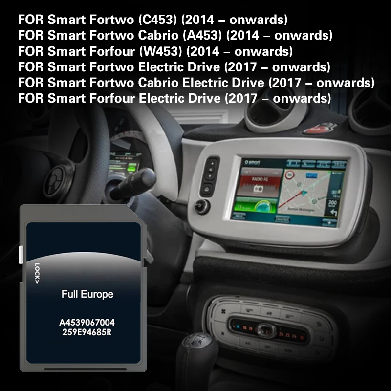 

For Smart 453 mit Cool & Media Navigation Car 2023 GPS SD Card Sat Nav A4539067004 System Update Map Full Europe Free Shipping