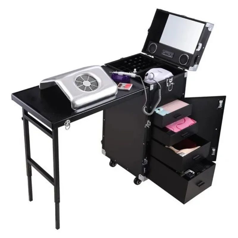 Black Cosmetic Workstation Folding Rolling Portable Case Nail Tech Tables Manicure
Black Cosmetic Workstation Folding Rolling Portable Case Nail Tech Tables Manicure