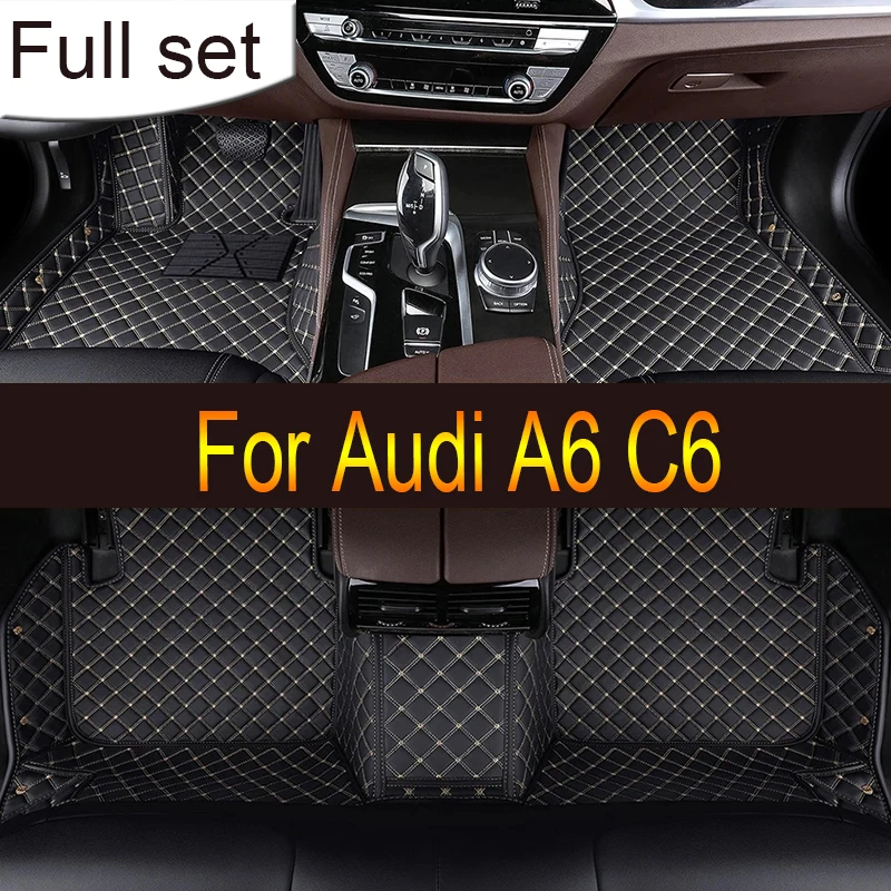 

Car Floor Mats For Audi A6 C6 4F 2004~2011 Carpet Luxury Leather Mat Full Set Durable Rug Auto Interior Parts Car Accessories