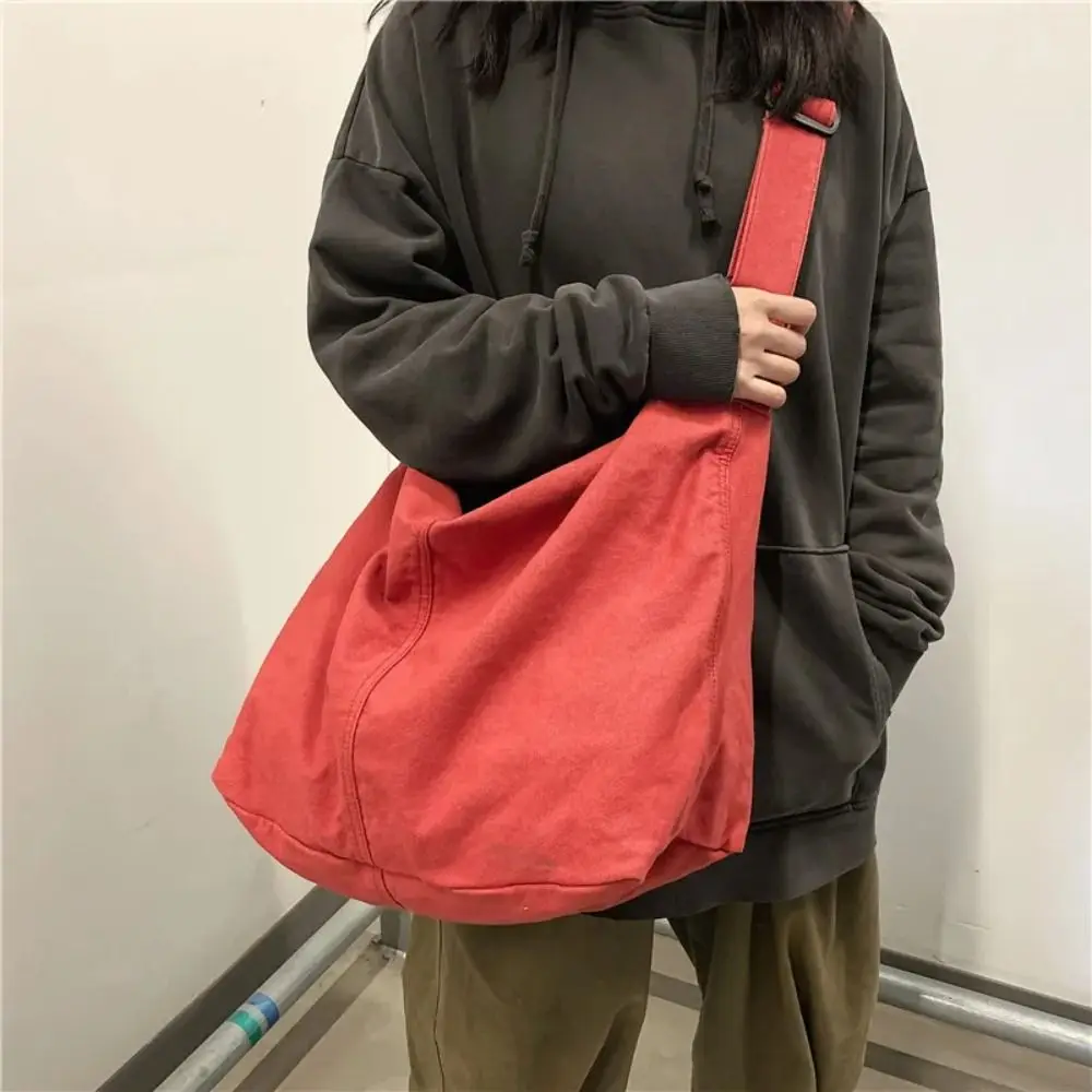 

Модные холщовые сумки через плечо, вместительная однотонная школьная сумка для студентов, корейские сумки, хлопчатобумажная тканевая женская сумка на плечо