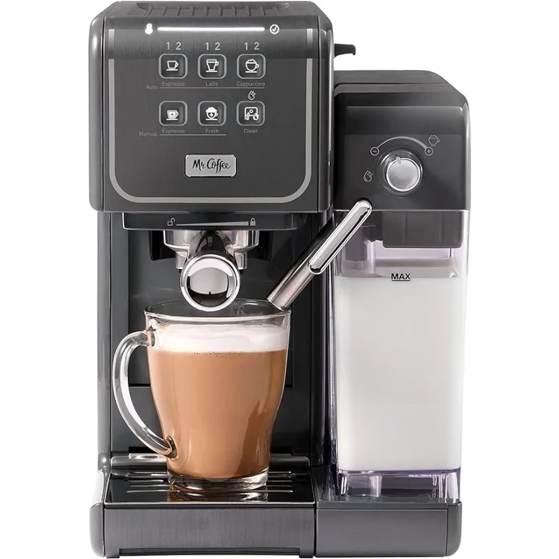 

Mr. Coffee One-Touch CoffeeHouse+ Espresso, Cappuccino, and Latte Maker Home Coffee Machine with 19-Bar Italian Pump, Grinder an