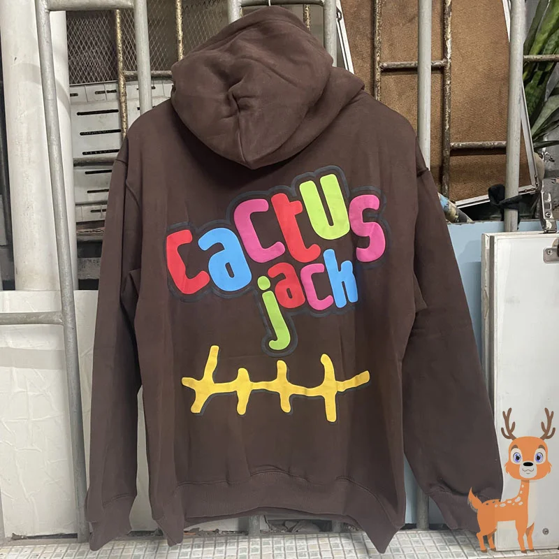 

CACTUS JACK Autumn Winter Kanye Hip Hop Loose Foam Letter Printed Pullover Couples American Style High Street Thick Hoodie