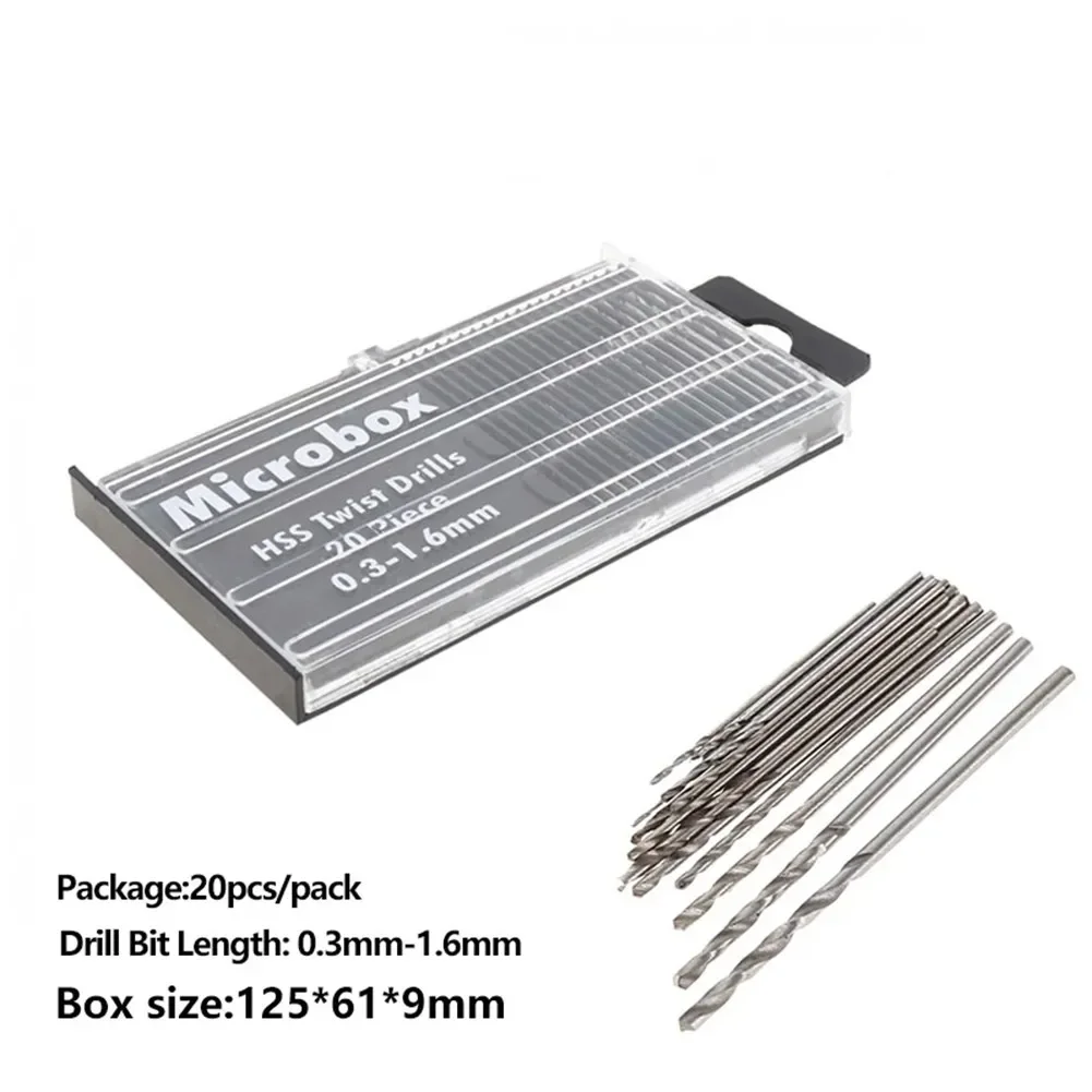 20Pcs Set 0.3mm-1.6mm Mini Fully Ground High-speed Steel Drill Bit Mini HSS Spiral Drill Bit Set Micro Drill Bits Set
20Pcs Set 0.3mm-1.6mm Mini Fully Ground High-speed Steel Drill Bit Mini HSS Spiral Drill Bit Set Micro Drill Bits Set