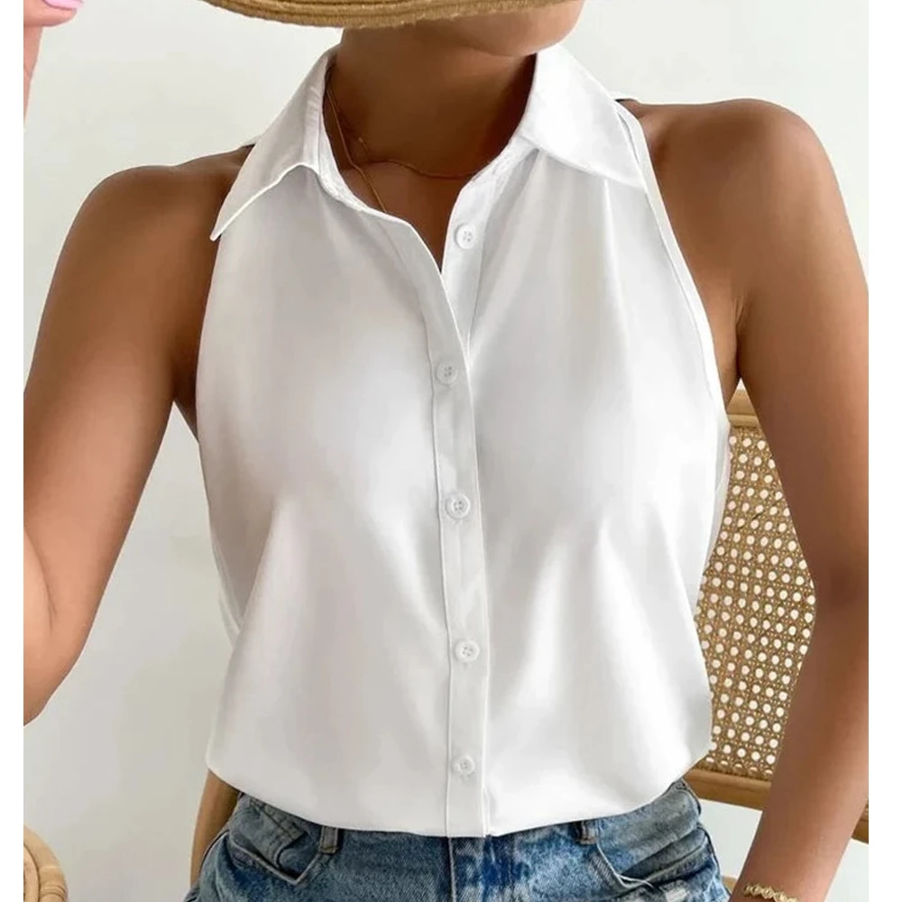 Wepbel White Fold Collar Sleeveless Shirts Women Sleeveless Vests Tops Solid Color Casual Tank Tops Shirt White Fashion Shirt
Wepbel White Fold Collar Sleeveless Shirts Women Sleeveless Vests Tops Solid Color Casual Tank Tops Shirt White Fashion Shirt