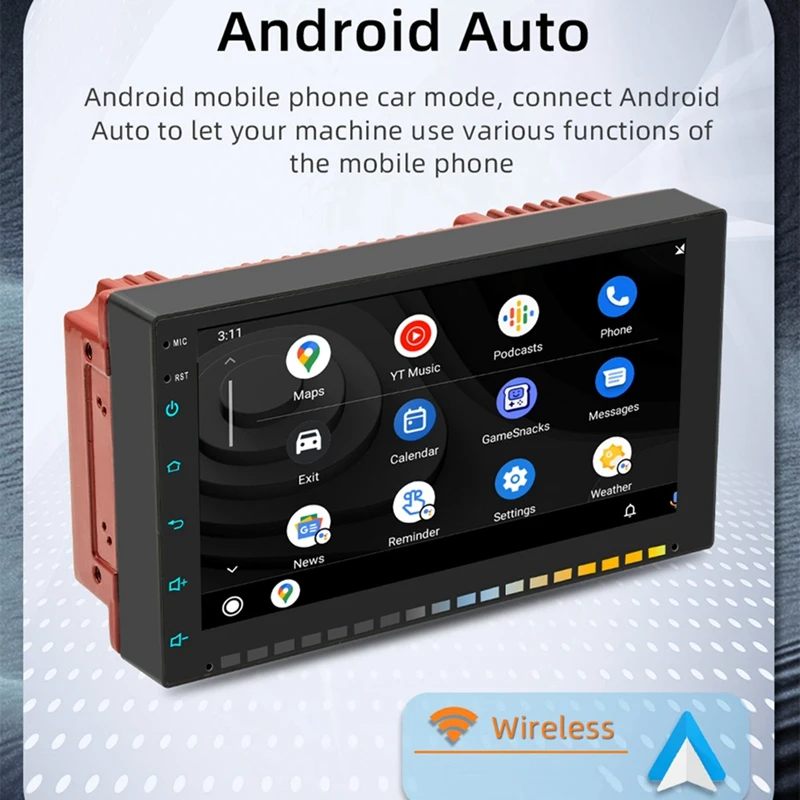 Generic Double Din Car Stereo Carplay & Android Auto, 7 Inch RGB Car