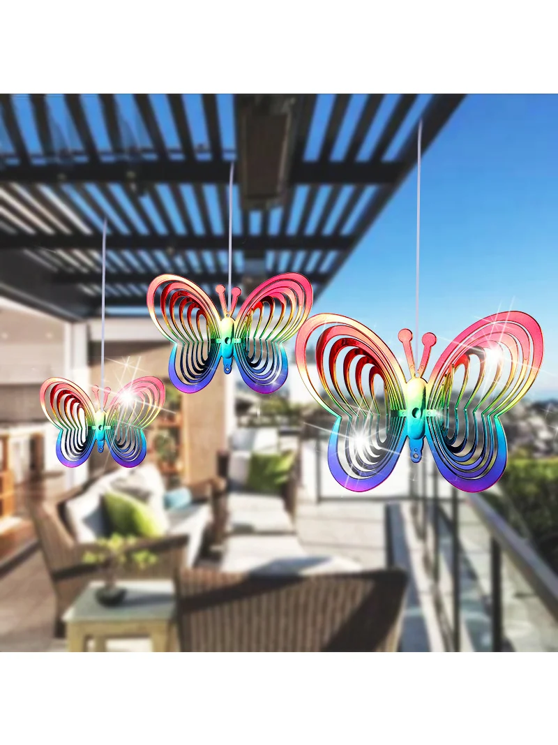 

Butterfly Wind Spinner ABS Wind Catcher Love Rotating Wind Chime Butterfly Reflective Scarer Hanging Ornament Garden Decorations
