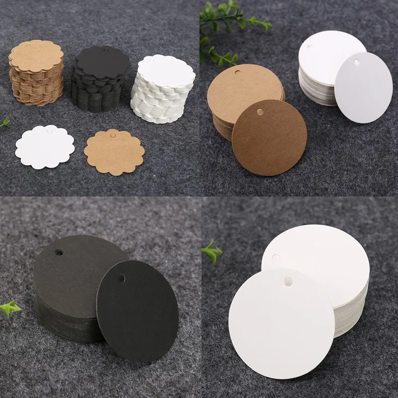 

100pcs 5-6cm Round Tags Retro Kraft Paper Cards Baking Accessories Gift Bags Boxes Hang Tag Blank Packing Labels Handmade Crafts