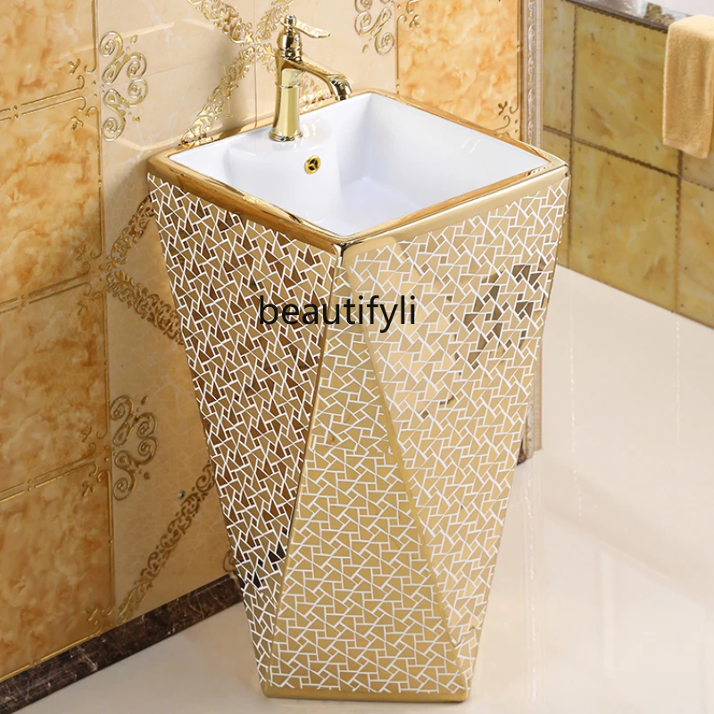 European Style Bathroom Golden Diamond Floor Bar Integrated Column Basin Balcony Face Washing Inter-Platform Basin
European Style Bathroom Golden Diamond Floor Bar Integrated Column Basin Balcony Face Washing Inter-Platform Basin