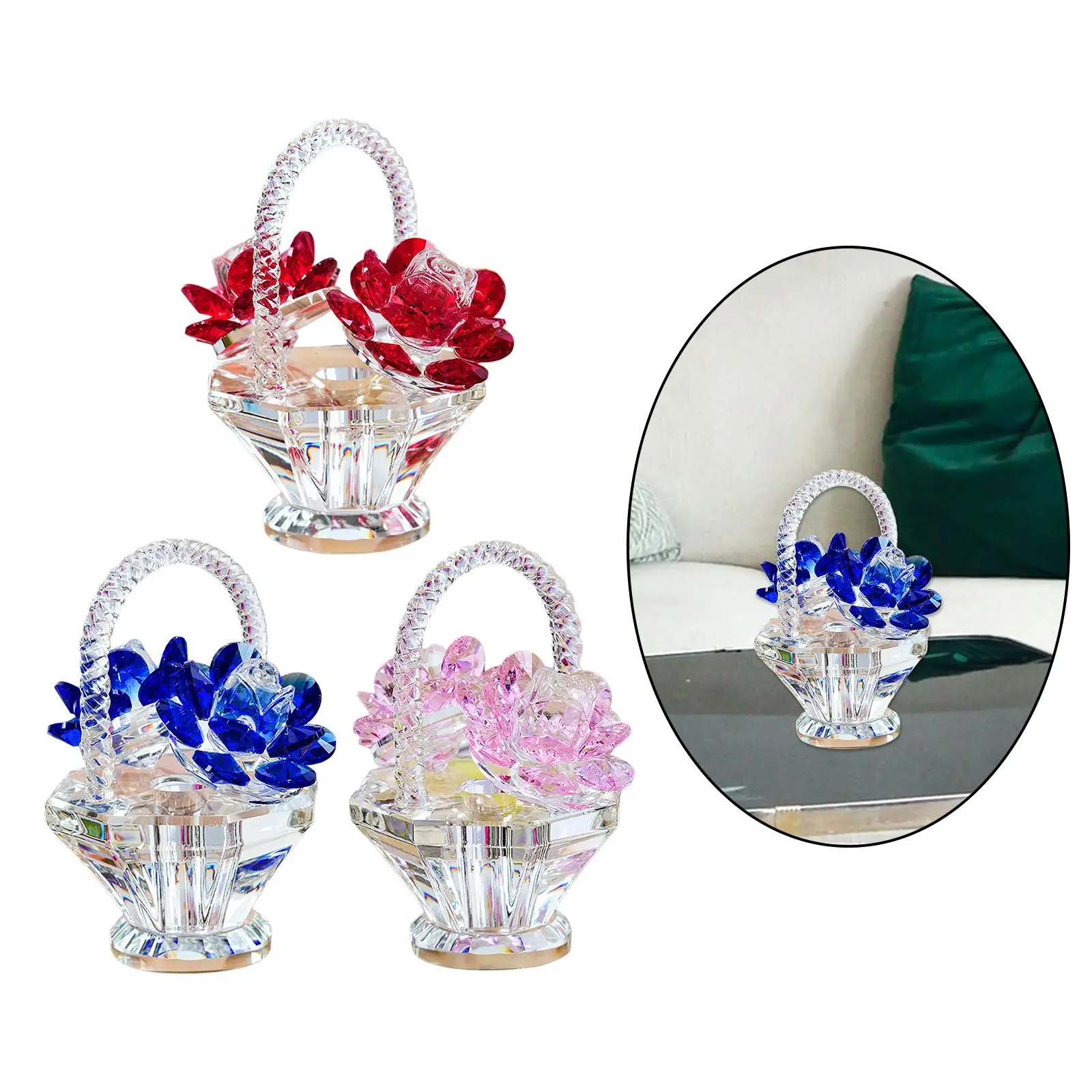Flower Basket Crystal Ornament Figurine Decoration Artwork for Cabinet 
Flower Basket Crystal Ornament Figurine Decoration Artwork for Cabinet