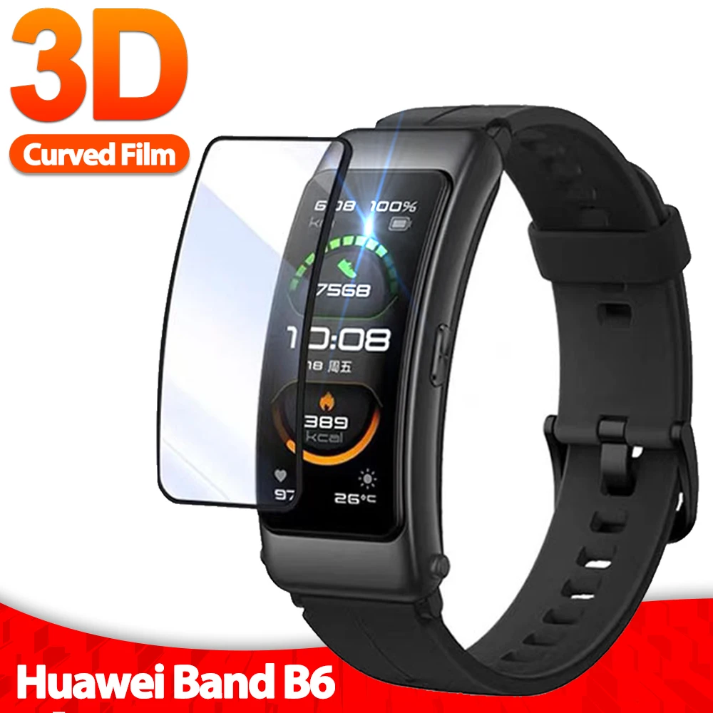 

3D 2 шт. изогнутая пленка PMMA для Huawei band B6, Защитная пленка для экрана для смарт-часов band B6, Защитная пленка с полным покрытием (не стекло)
