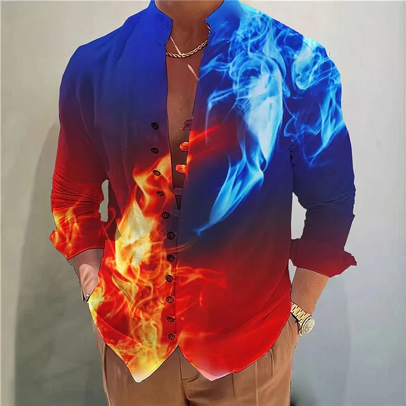 

Men's Shirts Dazzling 3D Print Designer Streetwear Casual Buttoned Fashion Tops Elegant Men's Long Sleeve Social Shirts 2024