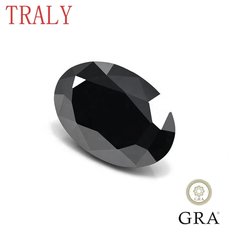 

Black Color Oval Shape Moissanite Loose Stone 1CT- 8CT D VVS Lab Grown Gemstone Pass Diamond Tester with Certificate GRA Jewelry