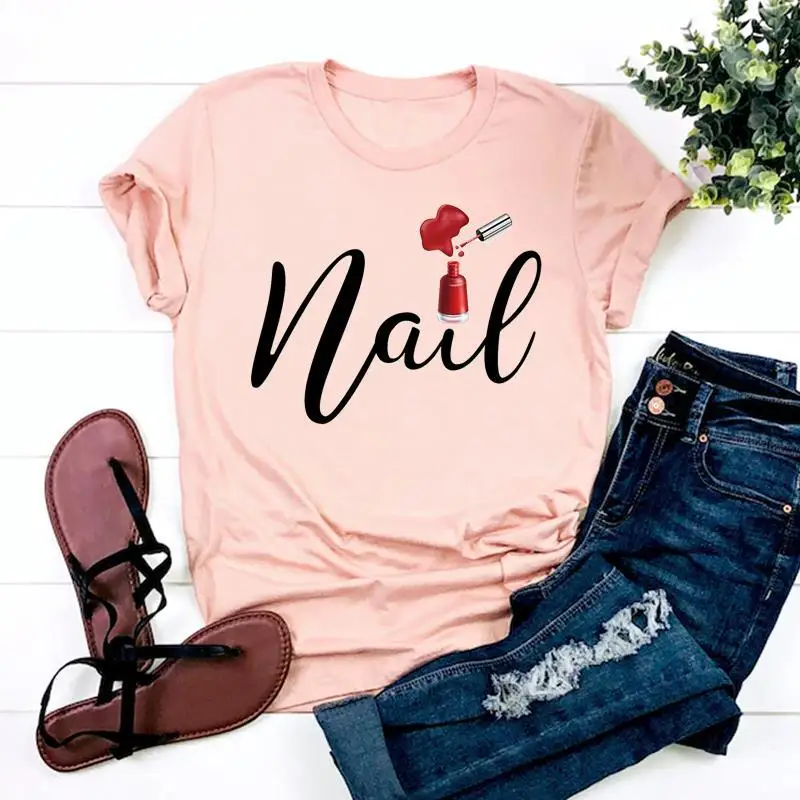European and American Pink Nail Letter Print Dress Top Women's T-shirt Women Clothes Oversized T Shirt Tops
European and American Pink Nail Letter Print Dress Top Women's T-shirt Women Clothes Oversized T Shirt Tops