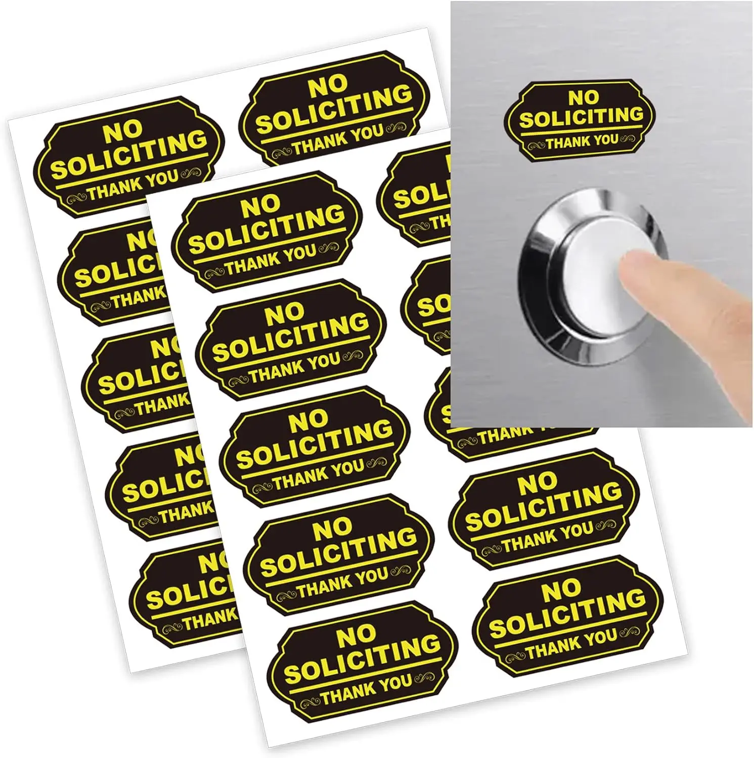 20 Pcs No Soliciting Stickers 0.6*1.2 Inch Waterproof Doorbell No Soliciting Sign Decals for for House Home Business Front Door
20 Pcs No Soliciting Stickers 0.6*1.2 Inch Waterproof Doorbell No Soliciting Sign Decals for for House Home Business Front Door
