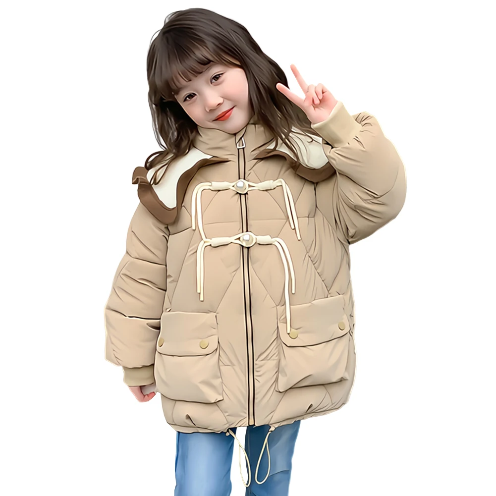 

Girls Princess Puffer Coat Lace Bow Flower Fashion Sweety Down Jacket Toddlers Padded-Cotton Overcoat Outerwear for Winter