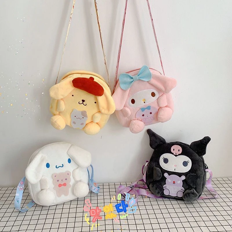 

Новинка милый Sanrio Hellokitty Kuromi Mymelody Cinnamoroll понравился pompurin плюшевая сумка для девочек подарок на день рождения для детей