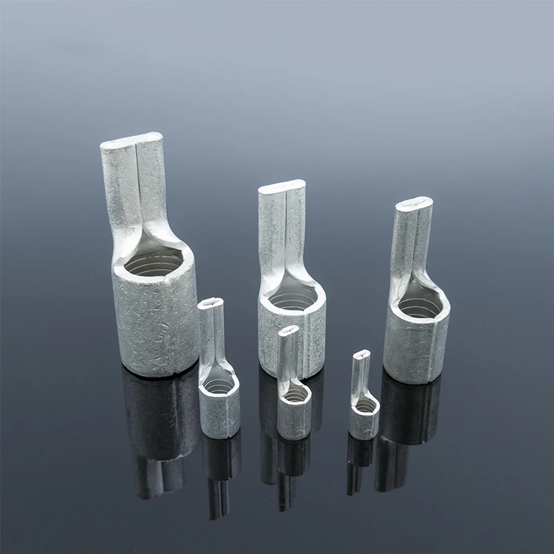 Tinned Pure Copper Non Insulated Flat Pin Terminal Naked Needle Crimp