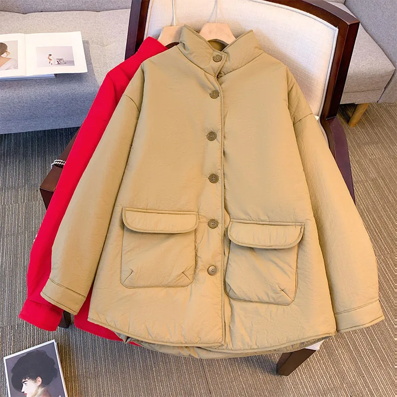 

150Kg Plus Size Women's Bust 166 Winter Warm Thickened Jacket Long Sleeve Cotton Padded Coat Yellow Red 6XL 7XL 8XL 9XL 10XL