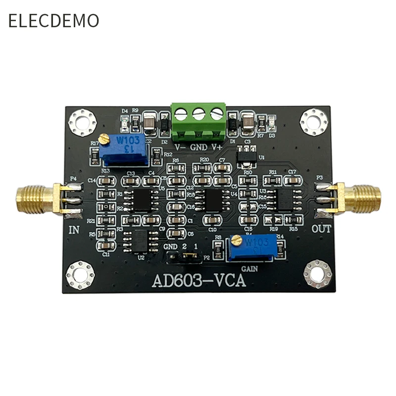 

AD603 voltage controlled gain amplifier module VCA high bandwidth -20~60dB gain manual or external DA program control