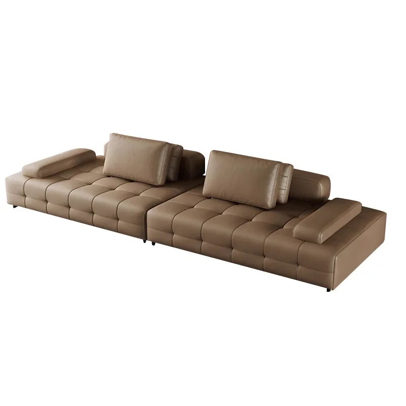

Диван для гостиной Высококачественный большой плоский пол вилла черный диван Простой Большой прямой кожаный минималистский диван