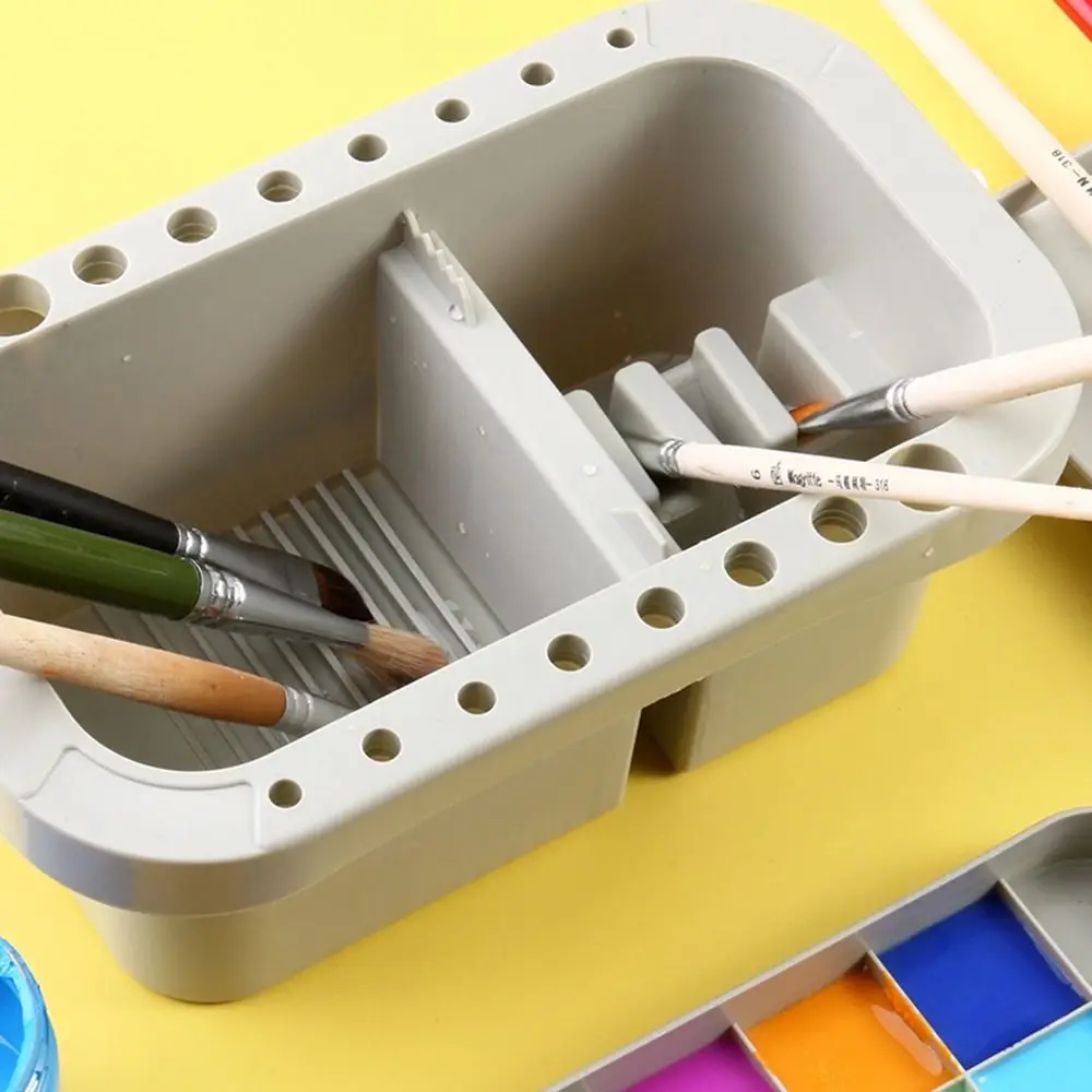 

Portable Paint Palette Artists Multifunctional with Paint Pallet Paint Brush Cleaner 16 Holes Paint Brush Holder with Lid