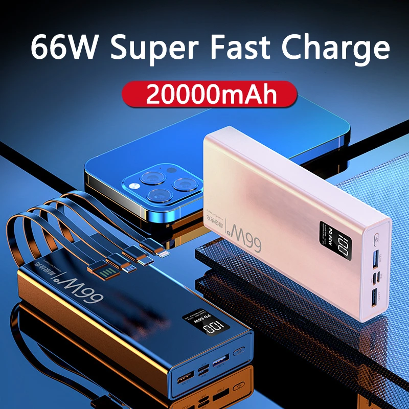 66W Fast Charging for Huawei P40 Power Bank 20000mAh Powerbank with Cable Portable External Battery Charger for iPhone 13 Xiaomi
66W Fast Charging for Huawei P40 Power Bank 20000mAh Powerbank with Cable Portable External Battery Charger for iPhone 13 Xiaomi