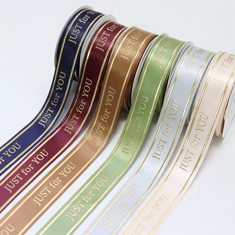 7/8'' 22mm Gold Foil Just For You Print Satin Ribbon For Valentine's Day Decoration Flowers Cake Gift Packaging DIY Material
7/8'' 22mm Gold Foil Just For You Print Satin Ribbon For Valentine's Day Decoration Flowers Cake Gift Packaging DIY Material