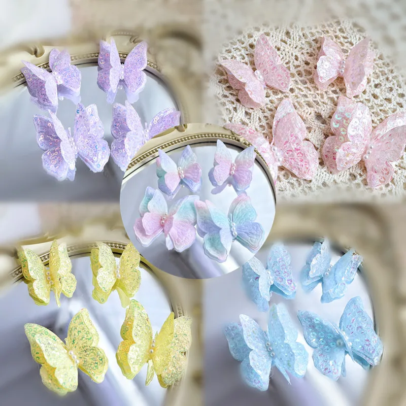 

4pcs Cake Decorations Beautiful Shining Butterflies Happy Birthday Cake Toppers for Baby Shower Birthday Dessert Decorations