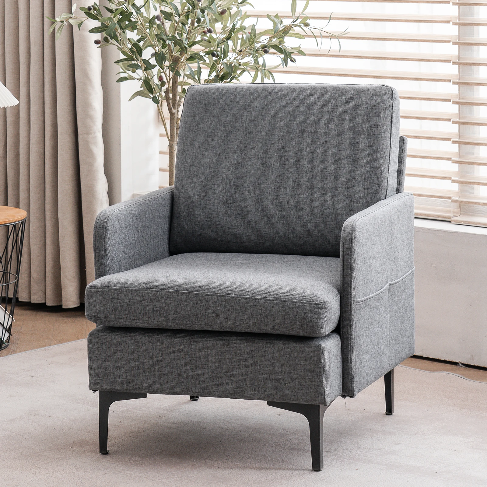 

Lounge Chair, Comfy Single Sofa Accent Chair for Bedroom Living Room Guestroom, Dark Grey SIZE 31.1*26.77*34.65 inch
