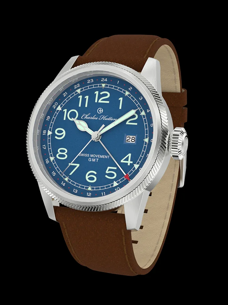 Pilot GMT Watch Men Quartz Wristwatches 43mm Vintage Sports Watches 100m Waterproof Luminous Clocks Charles Hutton Retro Style
Pilot GMT Watch Men Quartz Wristwatches 43mm Vintage Sports Watches 100m Waterproof Luminous Clocks Charles Hutton Retro Style