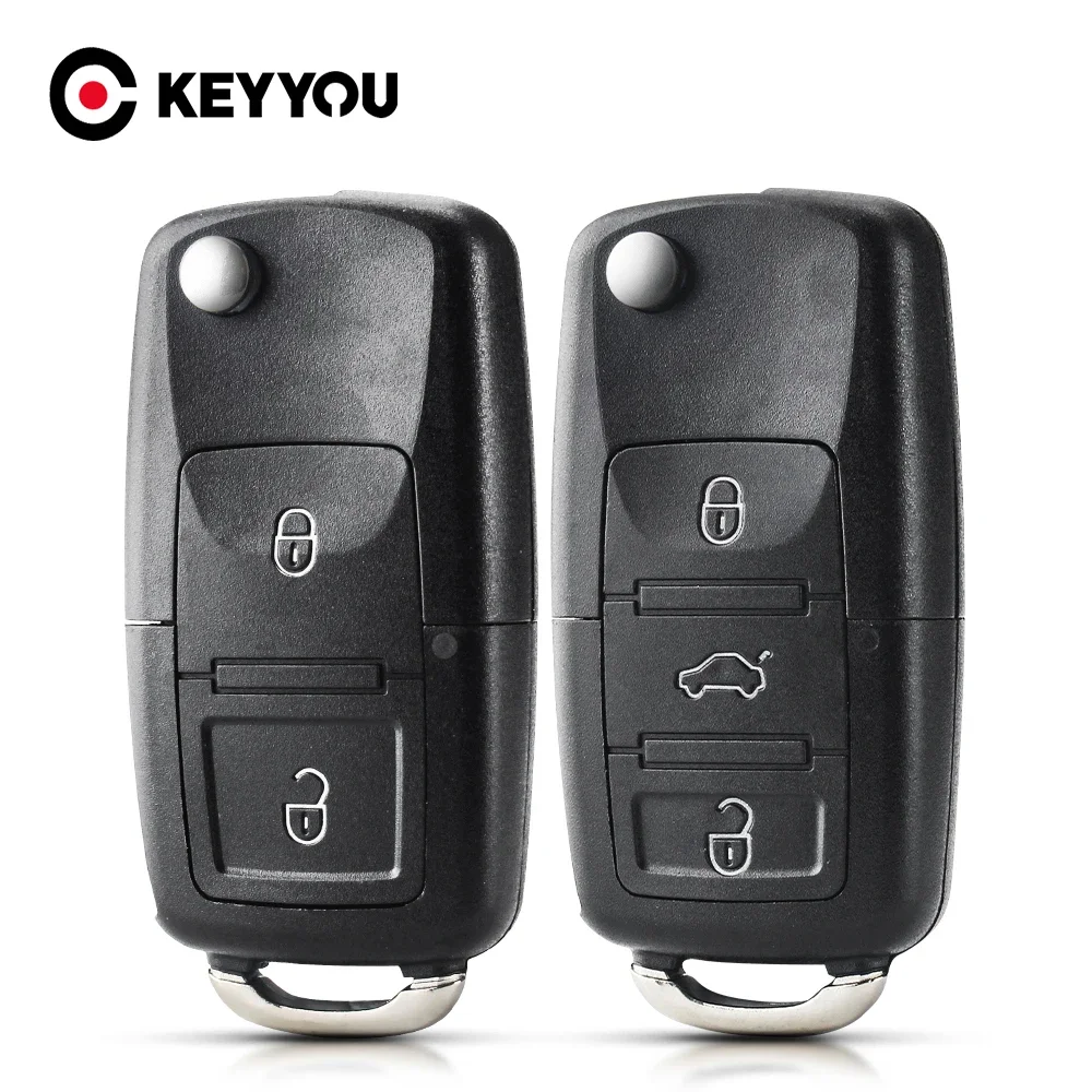 

KEYYOU 2 button Folding Car Remote Key Flip Folding Key Shell Case For Volkswagen Vw Jetta Golf Passat Beetle Skoda Seat Polo B5