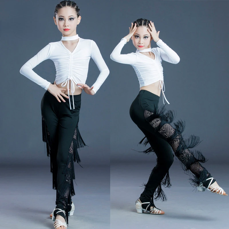 

Latin Dance Pants Suit for Girl Ballroom Dancing Rumba Samba Latin Kids Dance Costume Child Modern Cha Cha Tango Jazz Dancewear