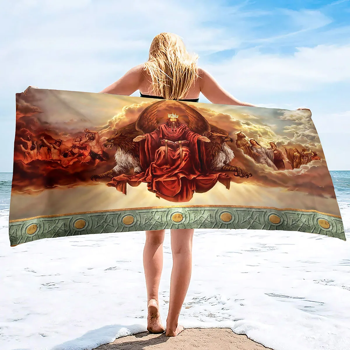 

Пляжные полотенца греческой мифологии, Большое банное полотенце, большое плюшевое толстое пляжное полотенце для бассейна для взрослых, супервпитывающее, быстросохнущее