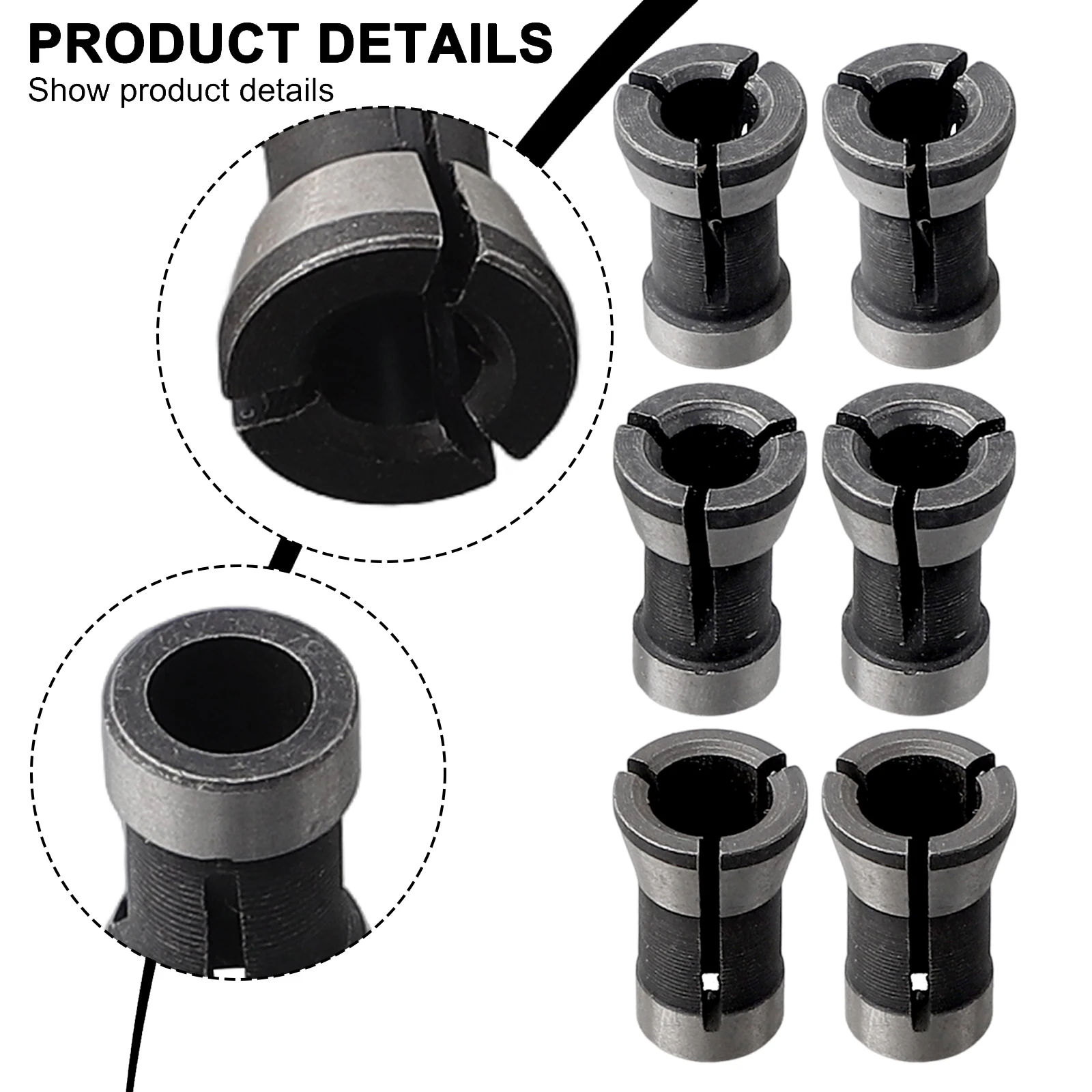 6pcs Collet Chuck Carbon Steel Router Bit Collet Chuck 6/6.35/8mm For Trimming Engraving Machine Power Tool Part Machinery Acce
6pcs Collet Chuck Carbon Steel Router Bit Collet Chuck 6/6.35/8mm For Trimming Engraving Machine Power Tool Part Machinery Acce