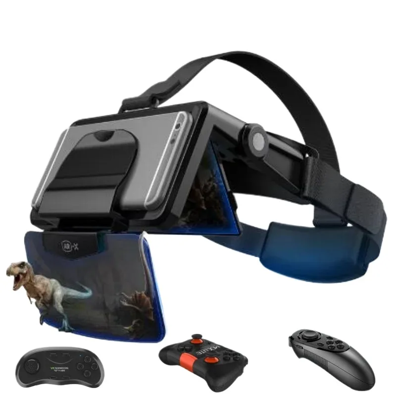 

Virtual Reality VR Helmet Glasses HD IMAX Game 3D Stereo Glasses Foldable Enhanced Headwear VR Headset For 4.7-6.3" Smartphone