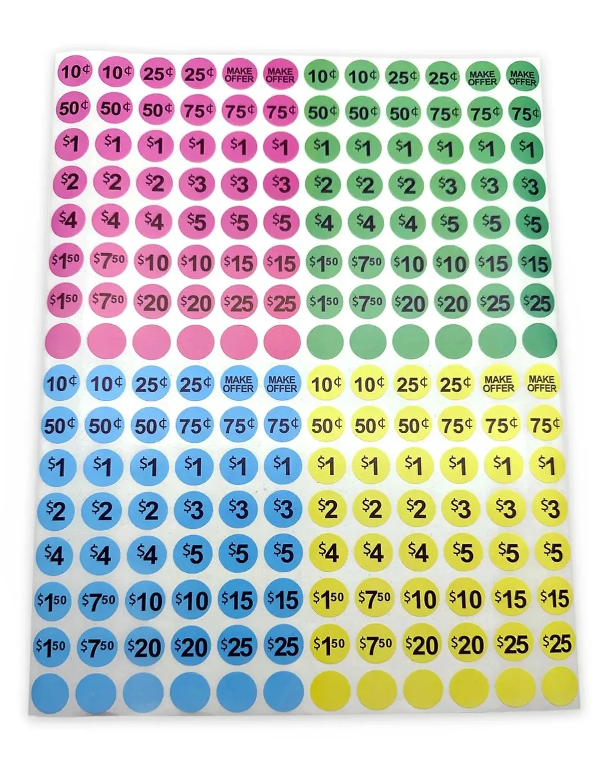 

Garage Sale Price Stickers 2880 Yard Sale Price Stickers 0.75 inch Labels Color Label Flea Market Retail Stickers 4 Bright Color