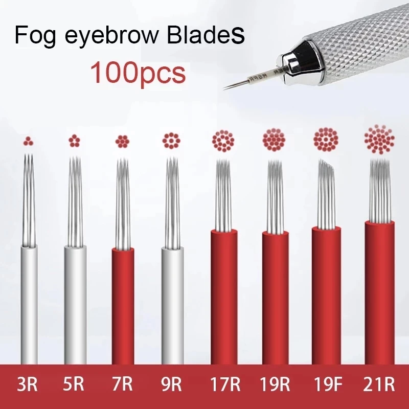 

100pcs microblading blades Lamina Shading Hard RL5 liner Microblading Tebori Needles Manual Needle for Fog Eyebrow Round Needles