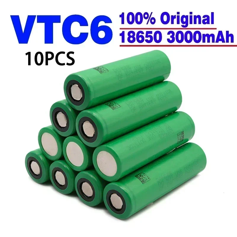 

10 100% original 3.7V 3000 MAH Li ion rechargeable 18650 batteries for us18650 vtc6 20a 3000mAh for Sony toy tool flashlight