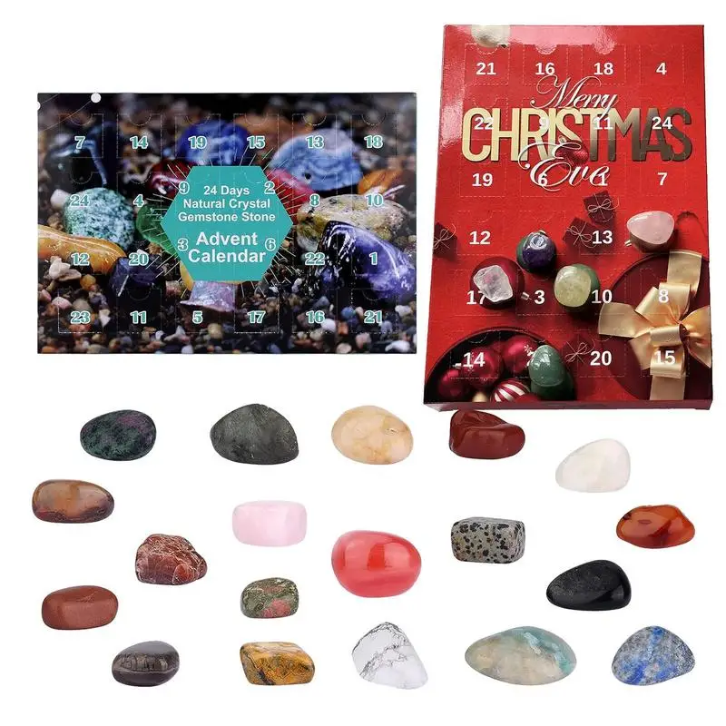 

Christmas Advent Calendar 2023 Natural Crystal Agate Stones Set Blind Box 24 Days Countdown Surprise Gifts For Kids Boys Girls