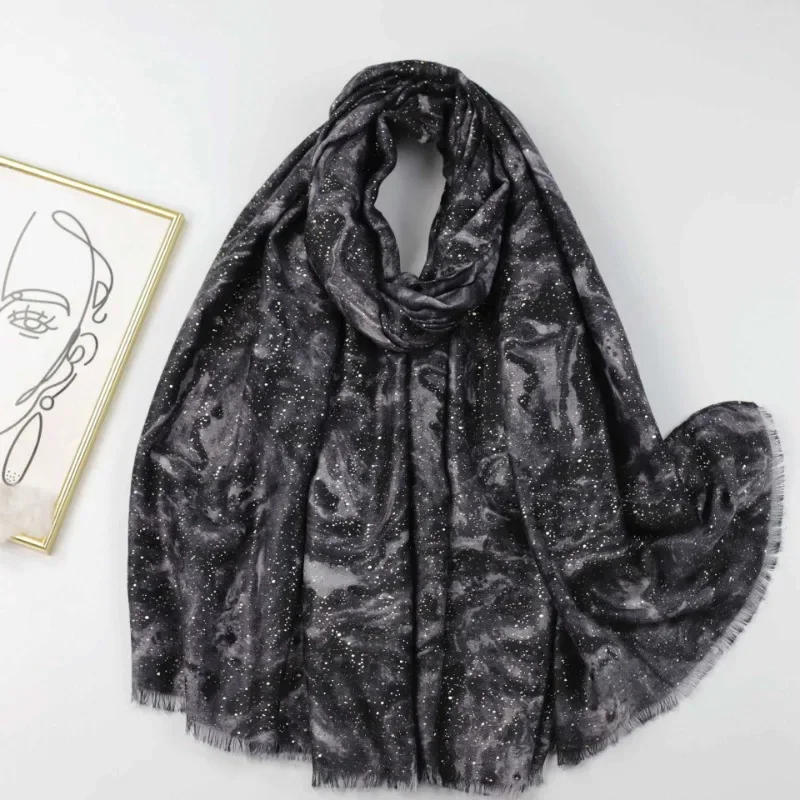 

Exquisite high appearance level Foil stamping mist satin print scarf travel holiday sunscreen warm shawl