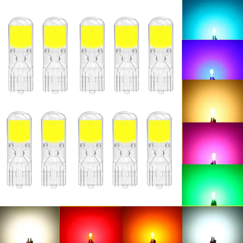 

10PCS T10 W5W 194 T15 W16W COB LED Bulbs Sapphire Drive-free 6000K Yellow Dome Auto Brake Lamp Interior Car Reading Lights White