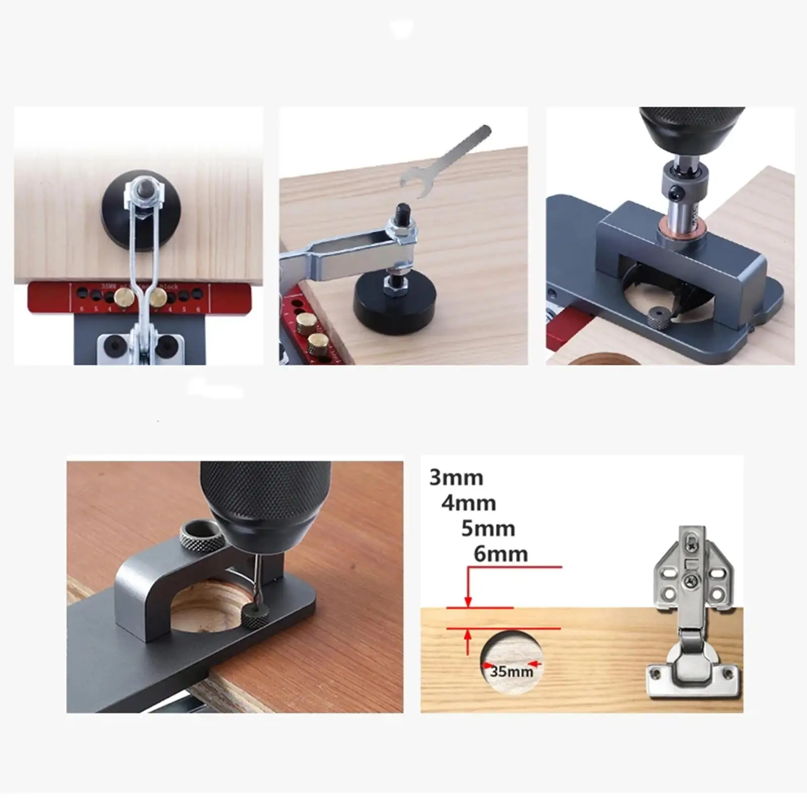 

35mm Concealed Hinge Jig Hole Punch Locator Kit Hole Positioning Locator Hinge Hole Drilling Jig for Cabinet Door Hinges Inset