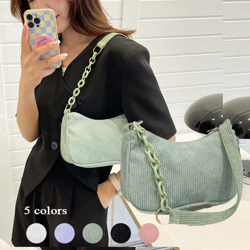 

Casual Crossbody Bag For Women Designer Shoulder Bags Corduroy Tote Lady Travel Shopper Bag Female Purses Underarm Bags 2023 New