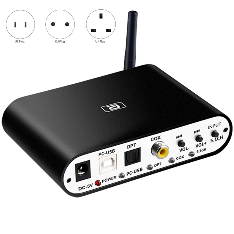 

DA615U 5.1CH Audio Decoder Bluetooth 5.0 Receiver DAC Wireless Audio Adapter Optical Coaxial U Play DAC DTS