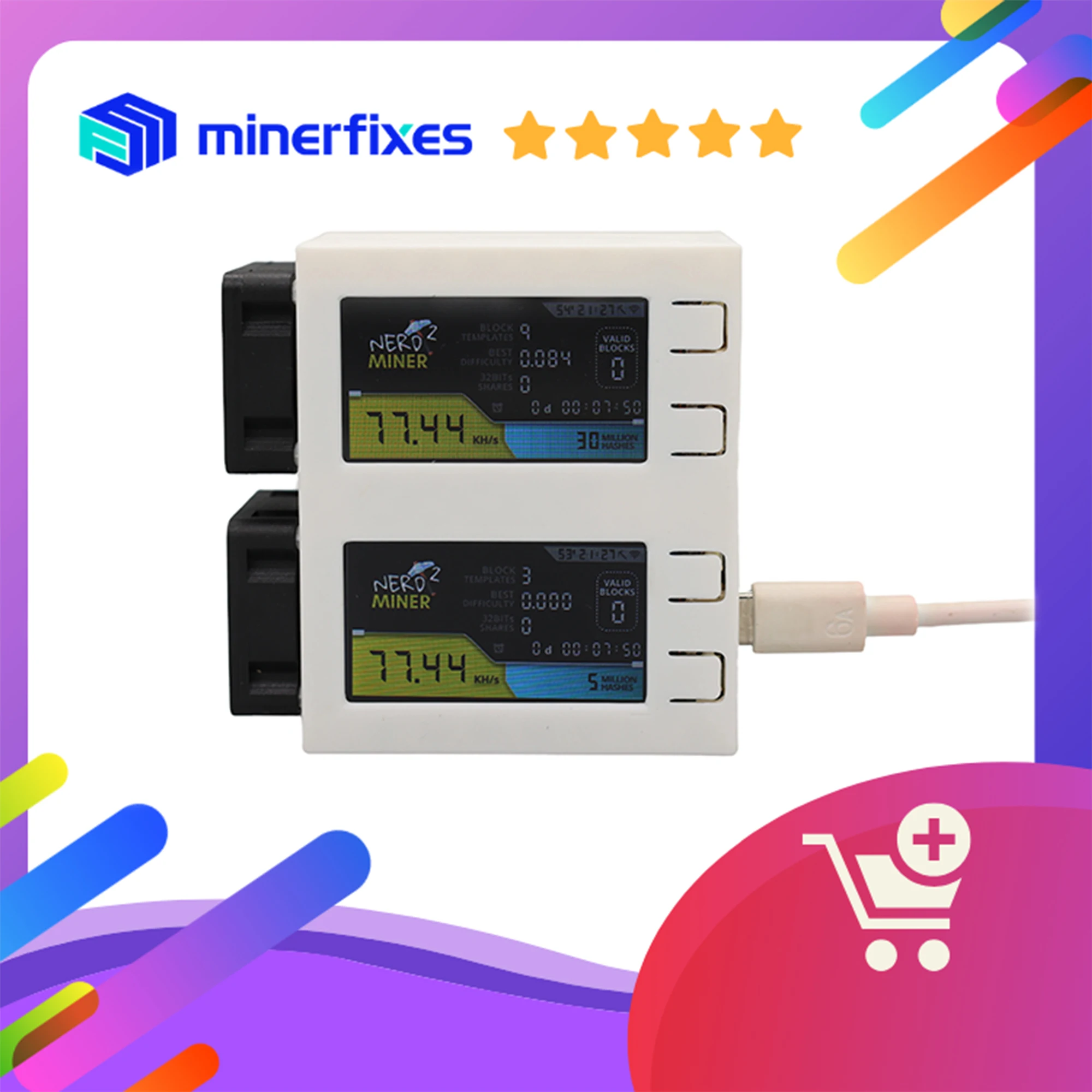 NerdMiner S19 Mini Tiny Lottery Miner 156KH/s Hashrate V1.6.3 Bitcoin BTC Solo Mining Miner for DIY Christmas Gift
NerdMiner S19 Mini Tiny Lottery Miner 156KH/s Hashrate V1.6.3 Bitcoin BTC Solo Mining Miner for DIY Christmas Gift