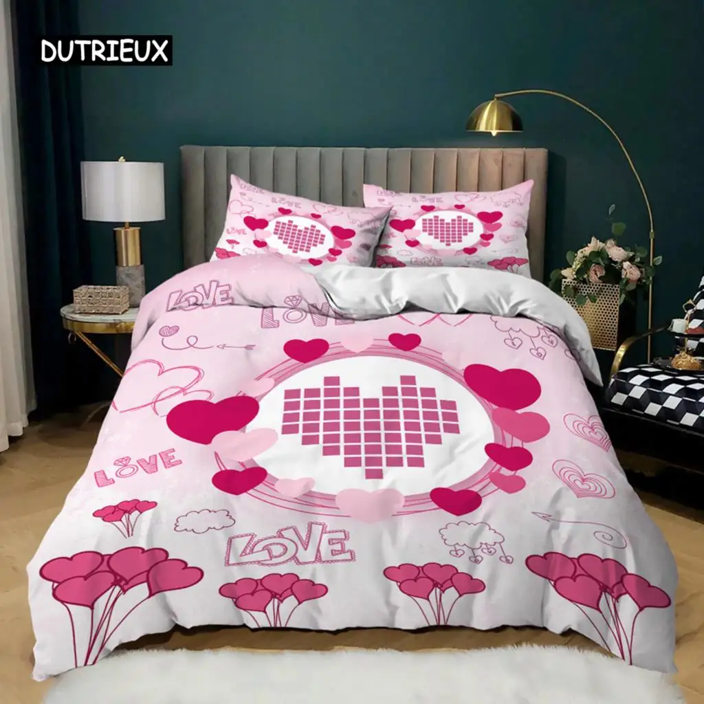 Love Heart Duvet Cover Set Pink Love Heart Bedding Set Valentine's Day Gift Girl Bedroom Microfiber Queen King Size Quilt Cover
Love Heart Duvet Cover Set Pink Love Heart Bedding Set Valentine's Day Gift Girl Bedroom Microfiber Queen King Size Quilt Cover