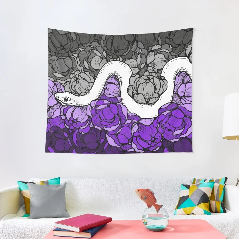 

Asexual Pride Floral Snake Design Tapestry On The Wall Aesthetic Room Decoration Tapestry