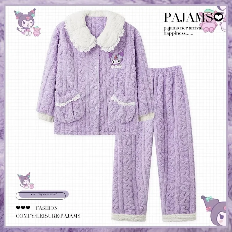 Sanrio Pajamas for Women Winter Coral Velvet Thickened Plus Velvet Girls Kuromi Can Be Worn Outside Home Clothes Set
Sanrio Pajamas for Women Winter Coral Velvet Thickened Plus Velvet Girls Kuromi Can Be Worn Outside Home Clothes Set