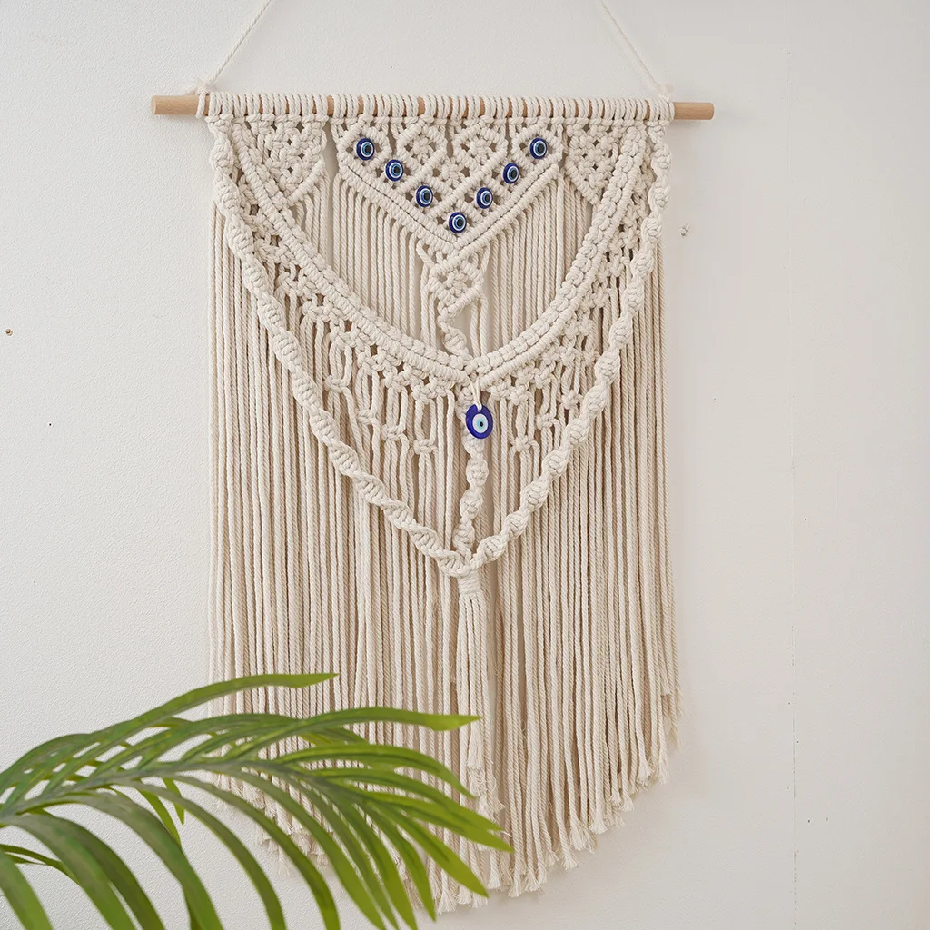 Evil Eye Handwoven Tapestry - White Bohemian Wall Art 6 S1dda52c10f5b4c61a5b94a691376fc54i